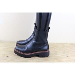 Sam Edelman Boots 8 Black Leather Laguna Chelsea Lug Sole Platform Ankle Shoes